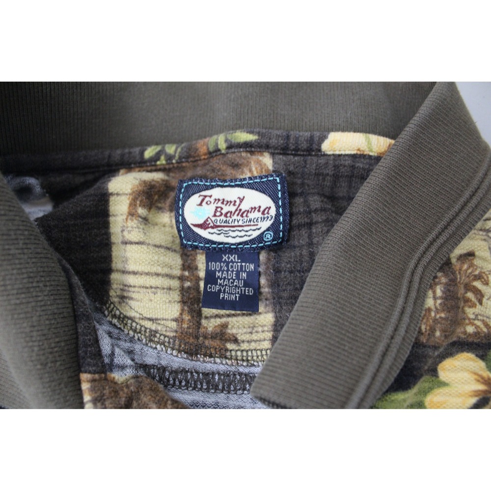 Tommy Bahama Mens XXL Brown Tropical Palm Tree Hibiscus Cotton Polo Shirt - Picture 4 of 4